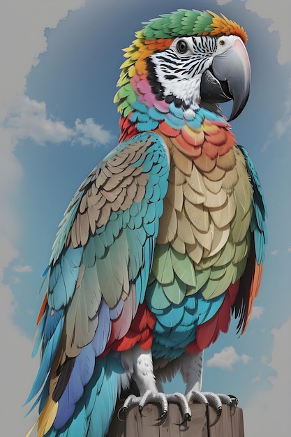 A colorful parrot with a black beak and a blue and green feathers