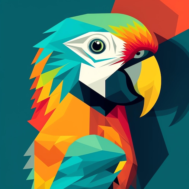 A colorful parrot with a blue background