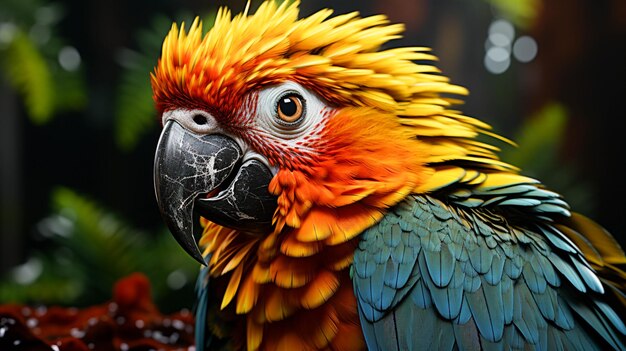 A colorful parrot with a blue beak