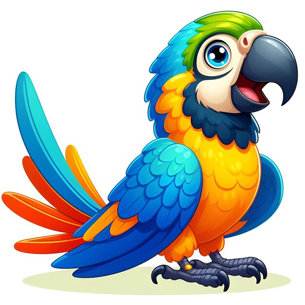 a colorful parrot with blue and yellow feathers on its face