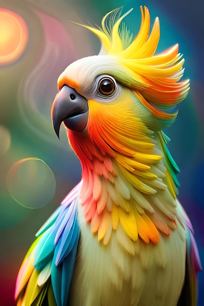 A colorful parrot with a rainbow colored head