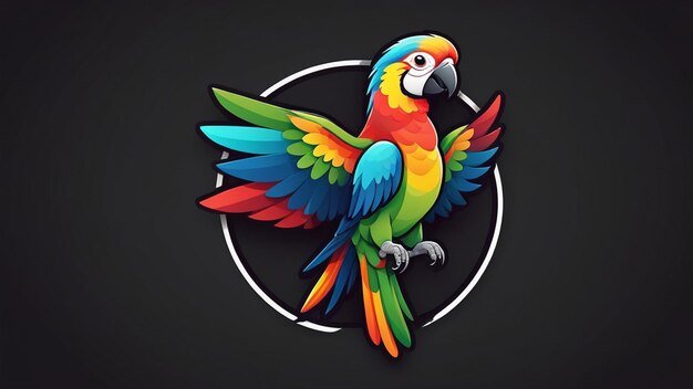 Photo a colorful parrot with a round black background