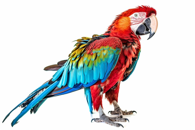 A colorful parrot with a white background
