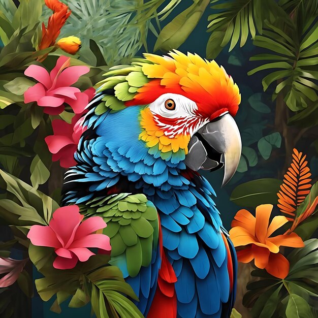 Colorful parrotswith nature ai generated