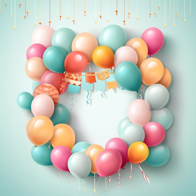 colorful party birthday background with balloons baby shower interior