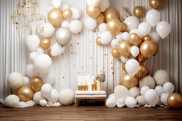 colorful party birthday background with balloons baby shower interior