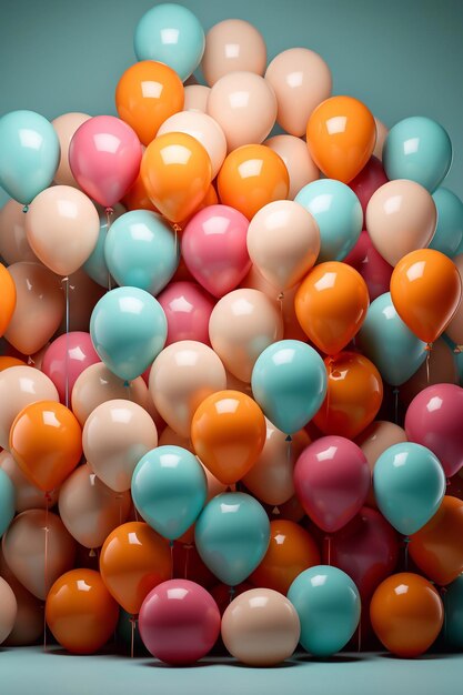 Фото Красочная вечеринка с воздушными шарами, подарками и изображением подарочной коробки, чтобы добавить цвета вашему мероприятию генерирующий искусственный интеллект