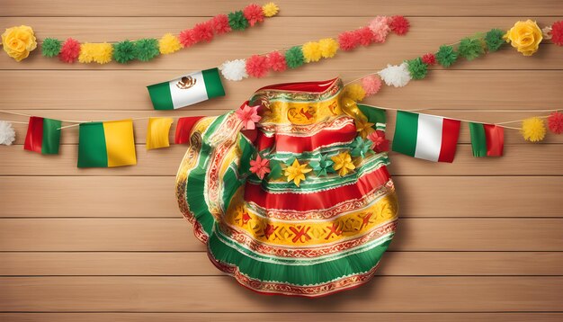 a colorful party hat with the national flag on it