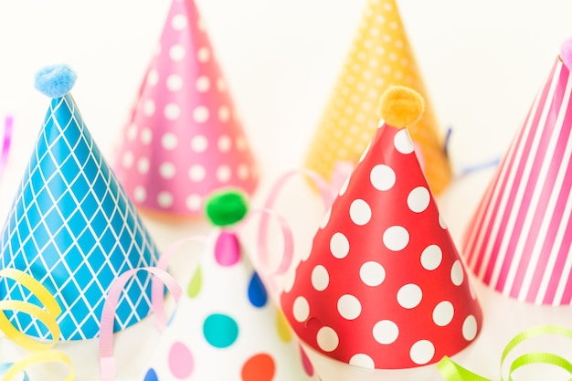 Colorful party hats for kids Birthday Party.