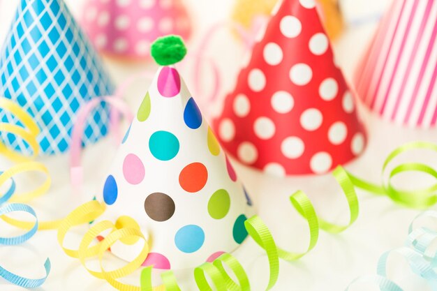 Colorful party hats for kids Birthday Party.