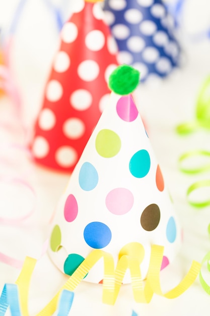 Colorful party hats for kids Birthday Party.