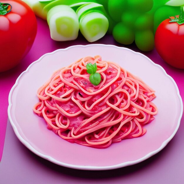 colorful pasta presentation