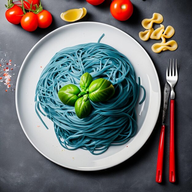 colorful pasta presentation