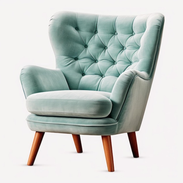 Colorful Pastel Armchair With Wooden Legs