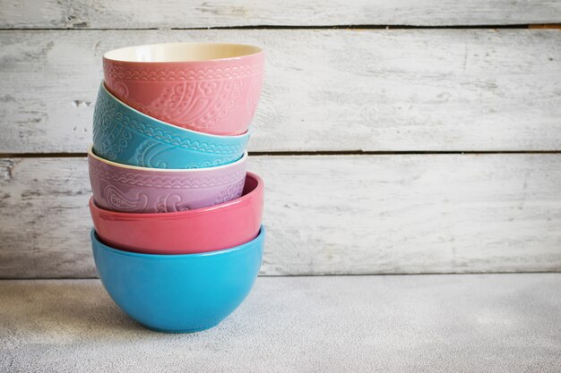 Colorful  pastel ceramic bowls 