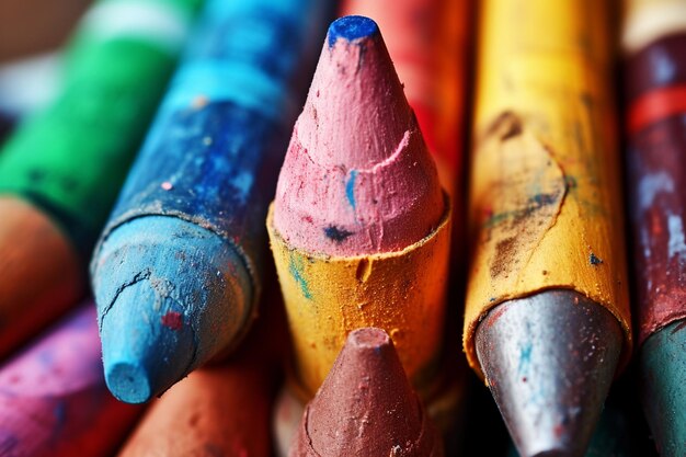 Photo colorful pastel crayons closeup