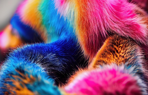 Colorful pastel faux fur background fluffy texture