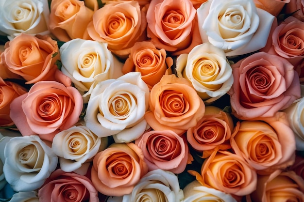 Colorful pastel natural colored roses background generative ai