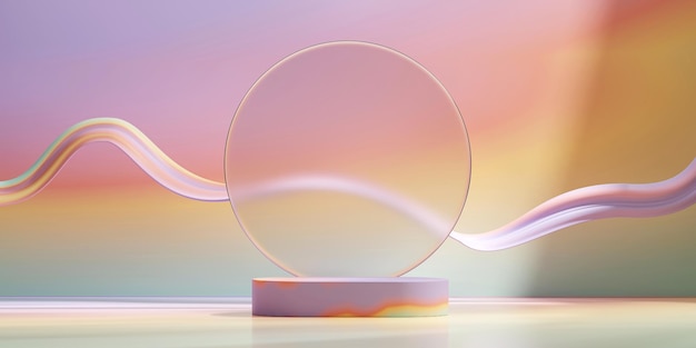 Visualizzazione del prodotto della piattaforma del podio dell'oggetto pastello colorato e rendering 3d della vetrina