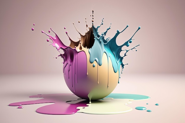 Colorful pastel paint splash abstract liquid background AI