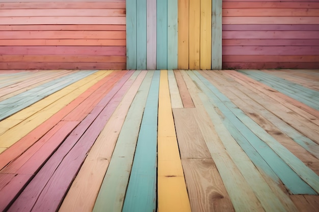 Photo colorful pastel wood planks texture or background
