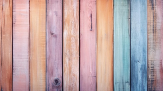 Colorful pastel wooden planks background Wooden texture Generative AI Technology