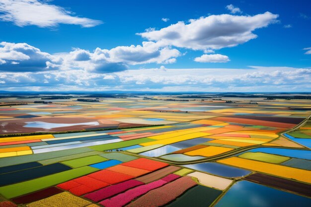 Colorful Patchwork Of Farmland Generative AI