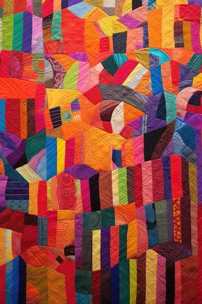 Красочное лоскутное одеяло, символизирующее культурное разнообразие, созданное с помощью генеративного ИИ