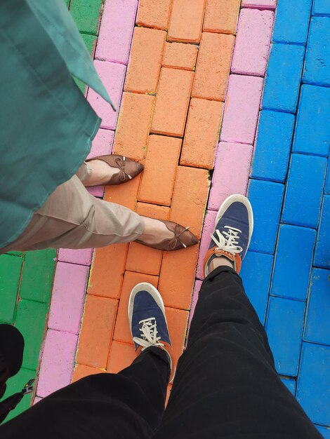 Colorful pathway with shoes