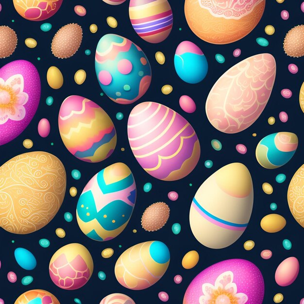 Photo a colorful pattern of easter eggs with the words 