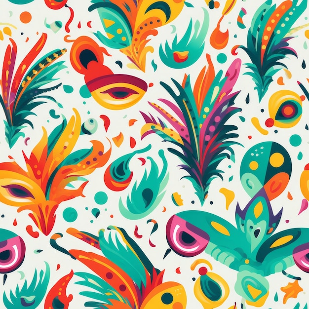 Colorful Pattern of Feathers on a White Background
