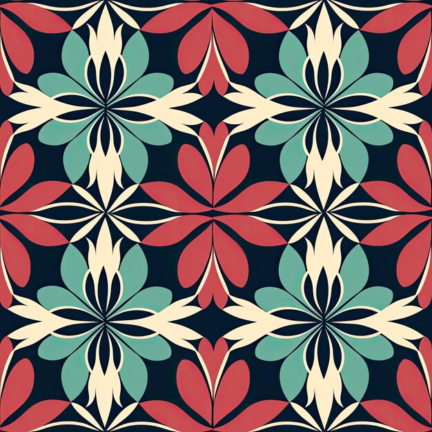 Photo a colorful pattern of flowers in red blue green and red
