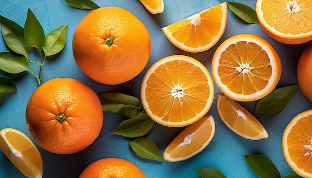 신선 한 익은 오렌지 전체 와 잘라진 오렌지 의 다채로운 무