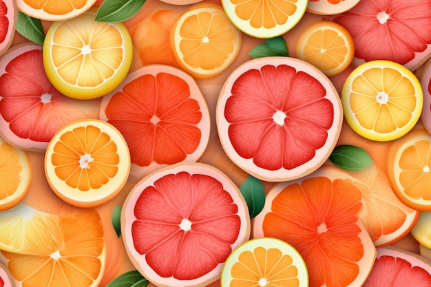 Colorful pattern of grapefruit slices