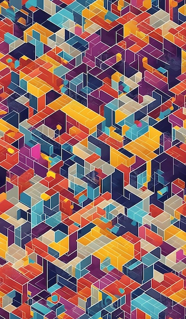 큐브의 다채로운 패턴 그래픽과 하단의 단어 큐브
