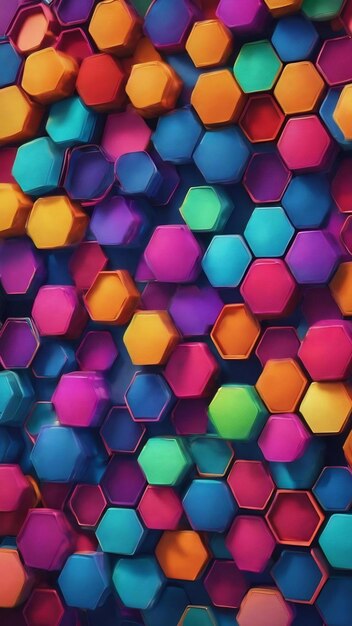 A colorful pattern of the hexagons