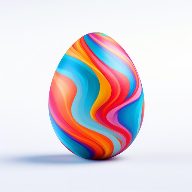 Foto uovo di pasqua dipinto con motivi colorati su sfondo bianco isolato