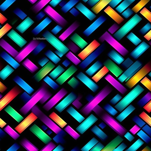 a colorful pattern of squares on a black background generative ai