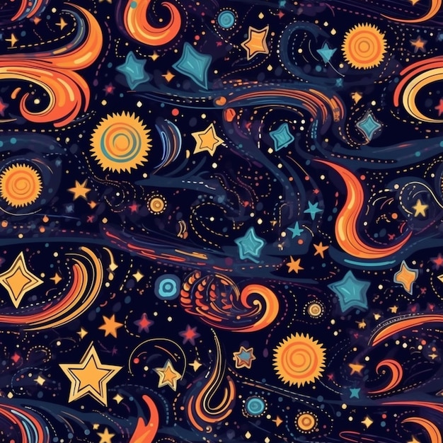 A colorful pattern of stars generative ai