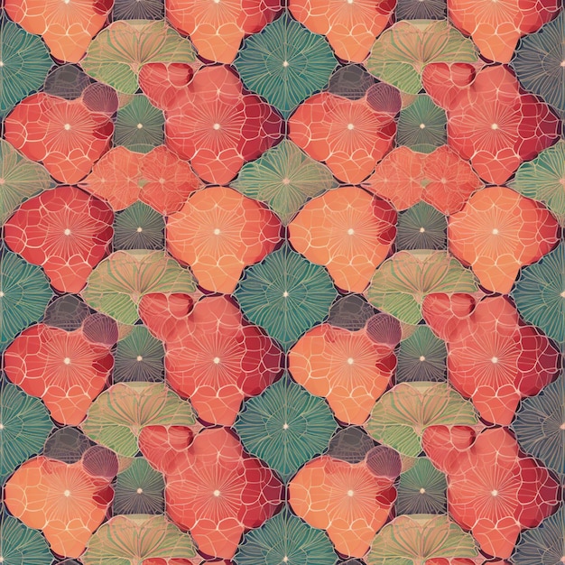 A colorful pattern of strawberries with the words love on the bottom.