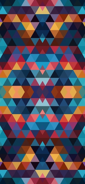 a colorful pattern of triangles with a square in the middle