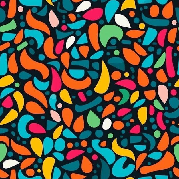 A colorful pattern with a black background.