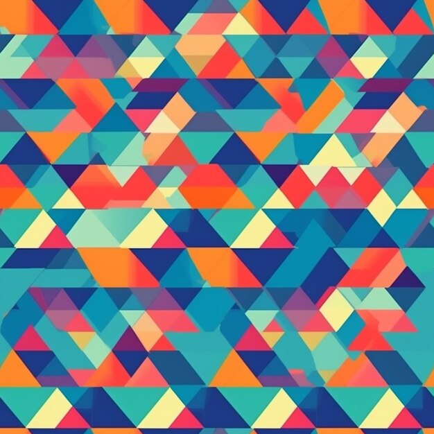 A colorful pattern with a blue triangle in the middle.