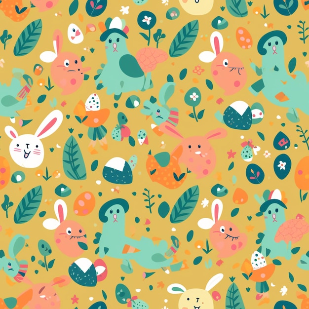 A colorful pattern with a bunny, a bunny, a bunny, a bunny, a bunny, a bunny, a bunny, a bunny, a bunny, a bunny, a bunny, a