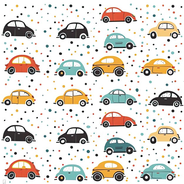 Photo a colorful pattern with cars and cars