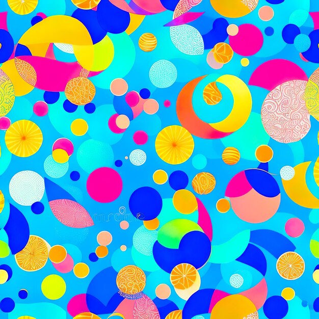 Photo a colorful pattern with circles on it that are blue, yellow, and red.