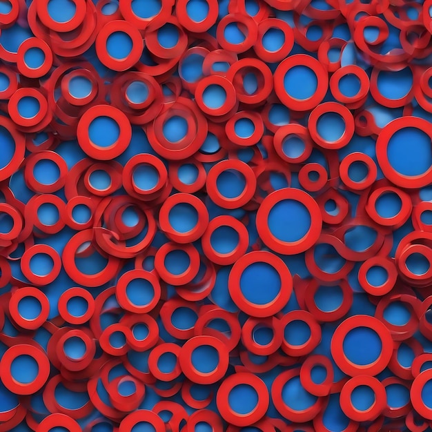 A colorful pattern with circles that are colored in red and blue
