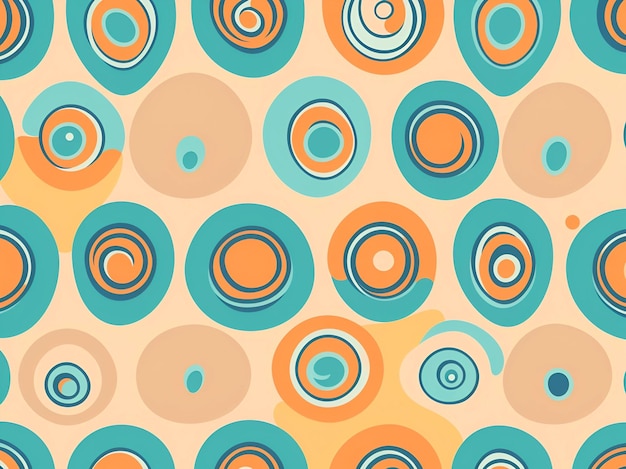 A colorful pattern with circles that say's in the middle