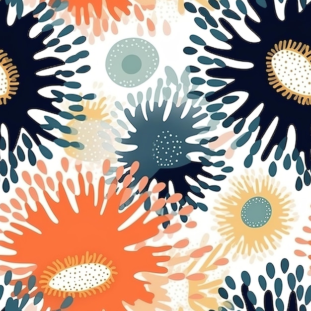 A colorful pattern with a coral and a blue and orange color.