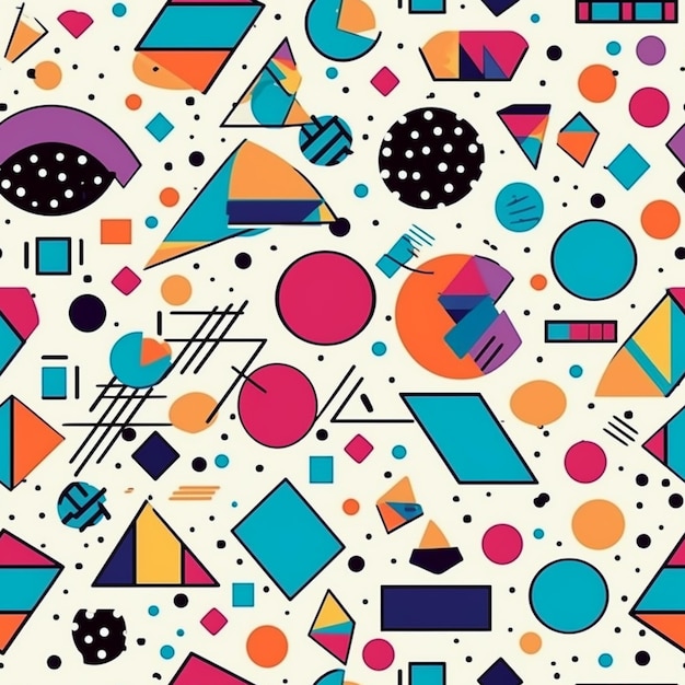 A colorful pattern with a geometric shape and the word'80s.